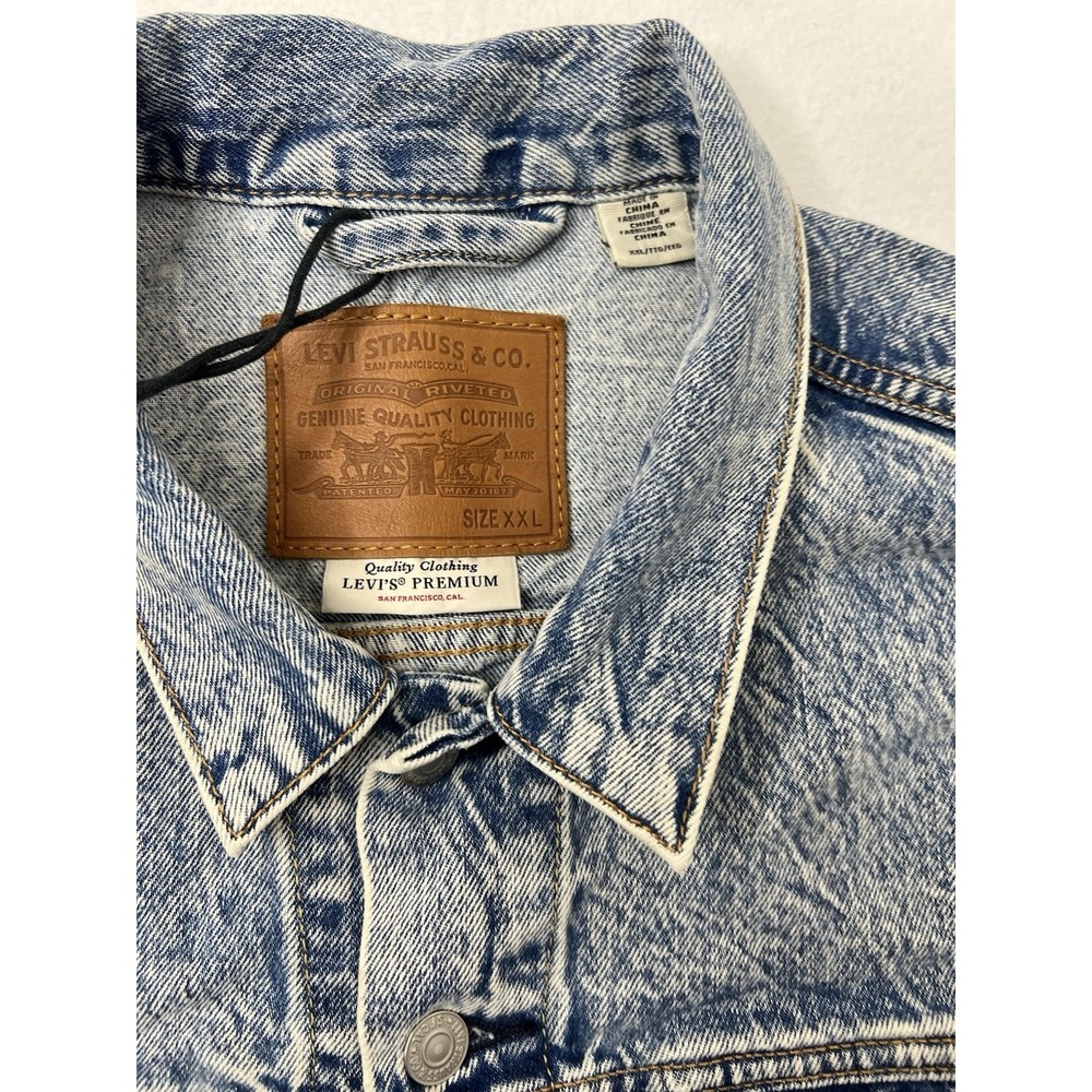 Levis Denim Jean Jacket Men XXL Light Blue Trucker Button Up Red Tab S40116 NWOT - Picture 4 of 9